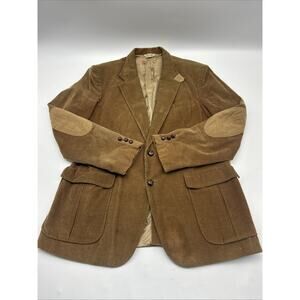 Carl Michaels Sport Coat Mens 44L Brown Corduroy Elbow Patch MADE IN JAPAN